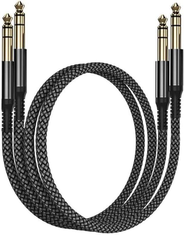 1/4 Inch TRS Instrument Cable 3.3ft 2Pack,Straight 6.35mm Male Jack Stereo Audio Interconnect Cord,6.35mm Balanced Line for Electric Guitar,Bass,Keyboard,Mixer,Amplifier,Amp,Speaker,Equalizer image 1