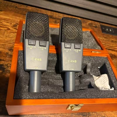 Matched Pair of AKG C 414 B XL II - Charcoal, Black & Gold with Box and Shock Mounts image 4