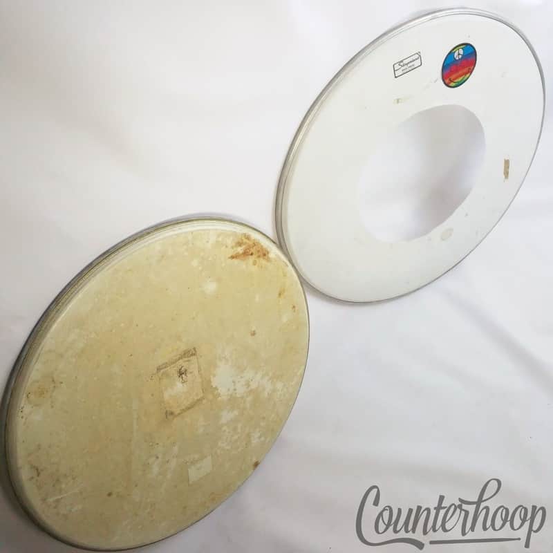 Ludwig Script 22"Playon Plastic Bass Drum Batter Head 60s+Slingerland Resonant2x image 1