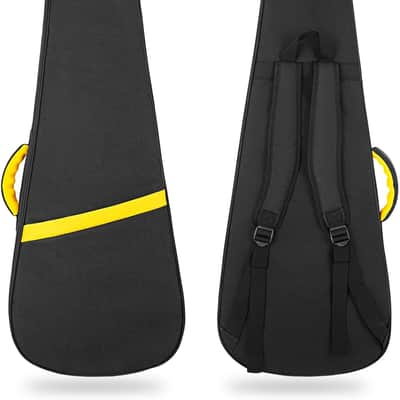 Electric Guitar Bag 7mm Padding Electric Guitar Case, 39 Inch Electric Guitar Gig Bag Backpack with Neck Strap and Pockets (Black/Yellow Strip) image 1