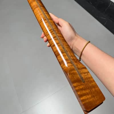 Gloss Roasted Flame Maple Electric Guitar Neck Round stainless steel 22 frets hole 10mm image 5