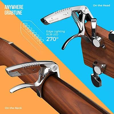 Personality Advanced Capo-Tuner 2-in-1 for Acoustic Guitar with USB Rechargeable Battery/LED Edge Lighting Display Guitar Capo Universal Accessories (Capo-Tuner 2-in-1 Black) image 4