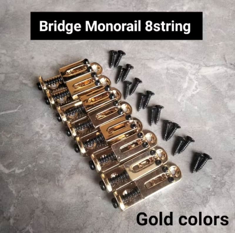 Bridge monorail 8 string multiscale guitar in Gold image 1
