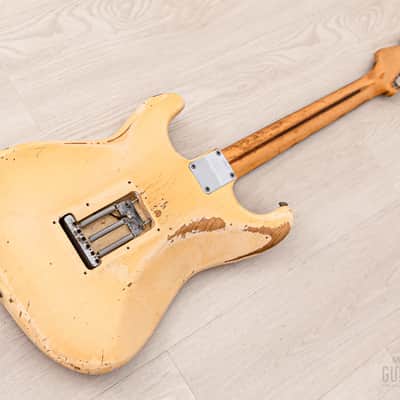 1956 Fender Stratocaster Vintage Guitar One-Piece Ash, Blonde w/ V Neck & Tweed Case image 14