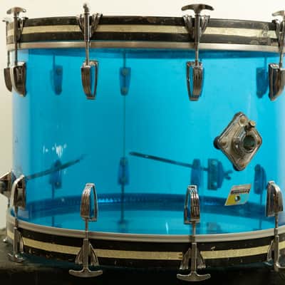 1970s Ludwig 14x22 Blue Vistalite Bass Drum image 10