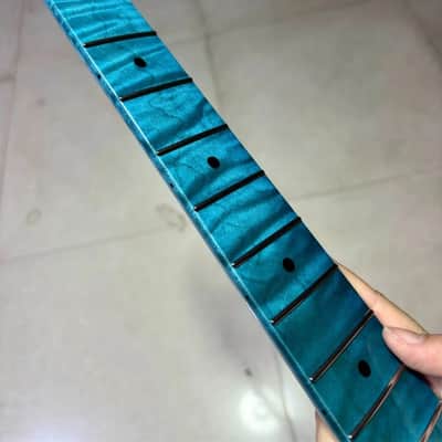 24fret Blue Flame Maple Round head fret electric guitar neck PART 25.5inch gloss image 3
