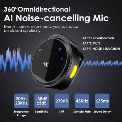 Wireless Lavalier Microphone for iPhone Vlog, Clip on Lapel Dual Mic System & Lightning Input & 42H, Clip on Lapel Mic for Phone 14/13 iPad YouTube Facebook Live, Video Recording image 3