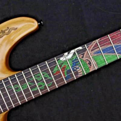 Electric Guitar Handmade by Blueberry, 6 String wood Dragon motif Guitar, Custom Handcrafted Wooden Guitar, Semi Hollow Body Guitar image 9