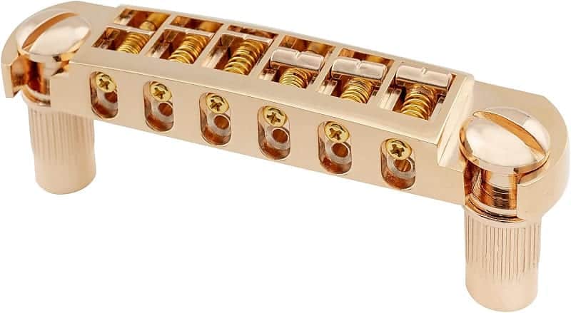 Pro 52.5mm (2-1/16 inch) String Spacing Tune-o-matic Pigtail Style Adjustable Wraparound Bridge Tailpiece for Epiphone Les Paul SG Style Electric Guitar, Gold image 1