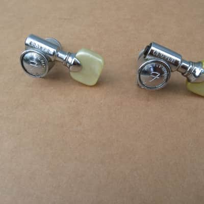 Pair of 1960s Grover Fender F USA Pat Pending Guitar Tuner Pearloid Button image 2