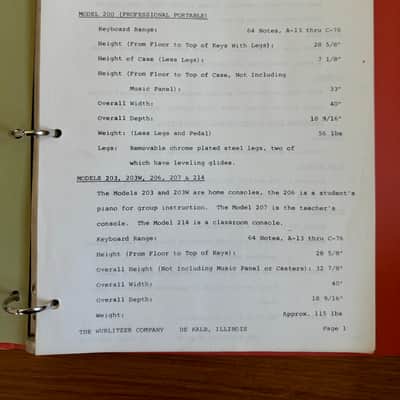 Wurlitzer Service Manual Electric Piano Wurlitzer 200/200a image 2