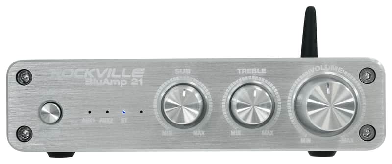 Rockville BLUAMP 21 SILVER 2.1 Channel Bluetooth Home Audio Amplifier Receiver image 1