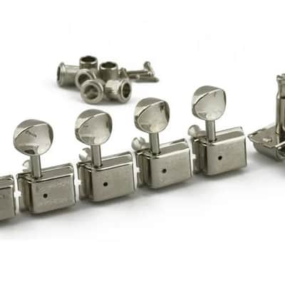 Kluson 6 In Line Deluxe Series Tuning Machines - Double Line - Nickel With Oval Metal Buttons image 7