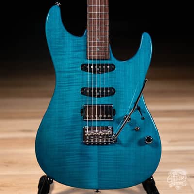 Ibanez MMN1 Martin Miller Signature Guitar w/ Case – Transparent Aqua Blue image 2