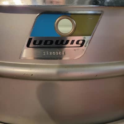 1976 4.5x14" 8-Lug Aluminum Snare Drum with Pointed Blue/Olive Badge 1976! image 5