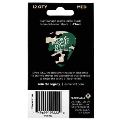 Ernie Ball Cellulose Guitar Picks - Medium Camouflage - 12 Pack image 2