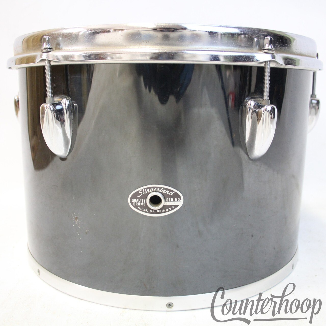 Slingerland 13x9"Black Beauty Wrap Concert Tom Drum Chrome Vintage 70s Niles USA — main photograph
