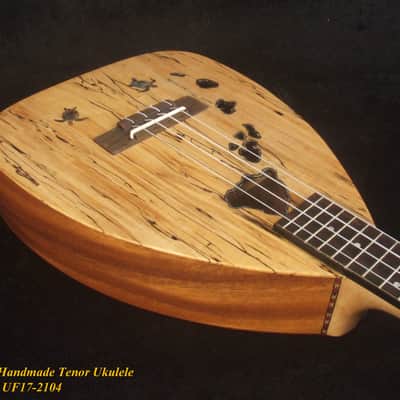 Handmade Tenor Ukulele, Solid Spalted Maple, Acacia, The Islands Soundhole, Turtle Inlay, Soft-bag, Bruce Wei UF17-2104 image 4