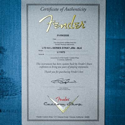 Fender Custom Shop Limited Edition 64 L-Series Stratocaster Journeyman- Black 2026 (L11973) image 6