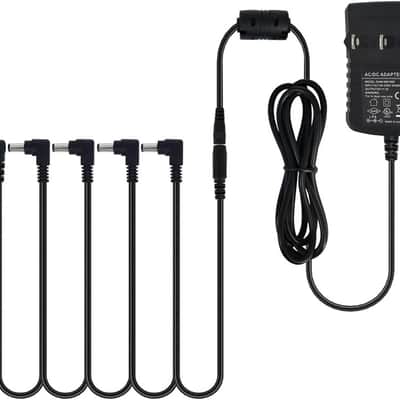 DC 9V Guitar Pedal Power Supply AC Wall Charger Adapter 9V DC 1A 1000mA Tip Negative 5 Way Daisy Chain Pedal Cables for Most Guitar Effect Pedals image 1
