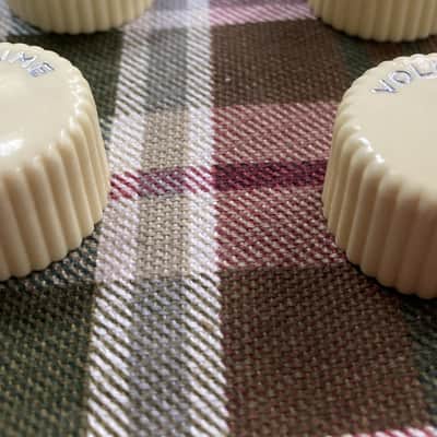 Two White Harmony/Silvertone Cupcake ReIssue Guitar Volume Knobs- Push/Press-On image 3