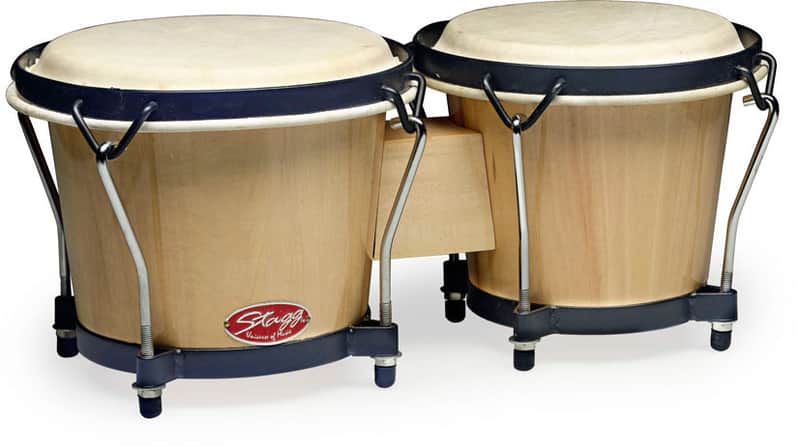 STAGG Natural Finish 6"-7" Traditional Wooden Bongo Set With Tuning Lugs image 1