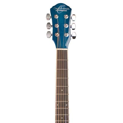 Oscar Schmidt OG1TBL-A 3/4 Size Dreadnought Acoustic Guitar, Trans Blue image 3