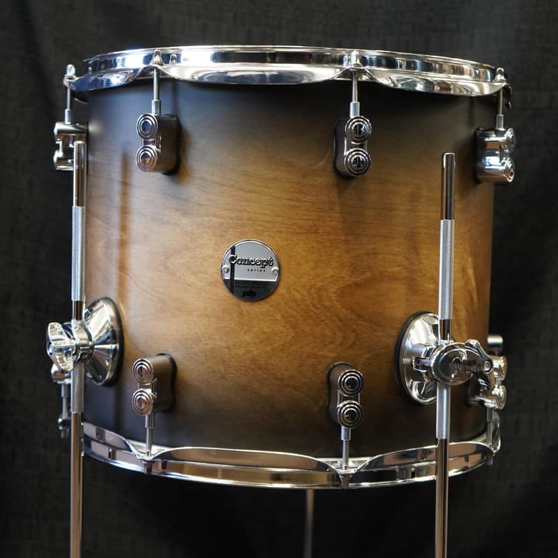 PDP Concept Maple Series 14" Floor Tom w/ Legs - Satin Charcoal Burst | 12x14" image 1