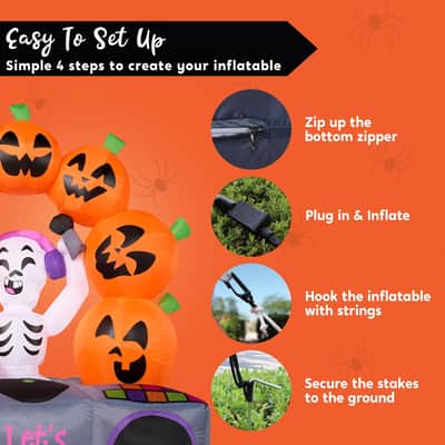 6FT Halloween DJ Skeleton Inflatable w/ Boombox, Lights & Music | Let’s Boogie image 5