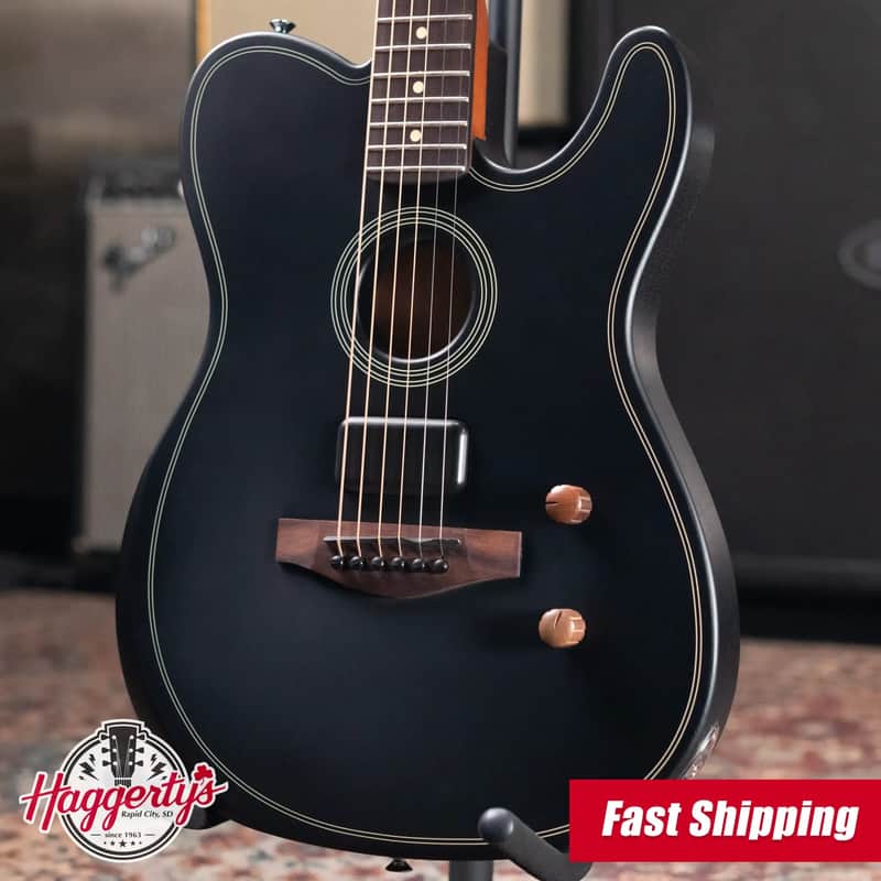 Fender Acoustasonic Standard Telecaster Electric Guitar - Black image 1