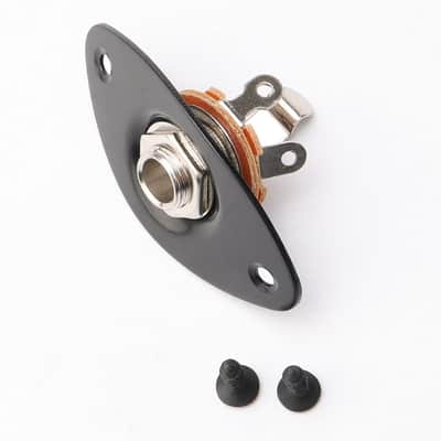 Black Oval Guitar Jack Plate, 1/4" Output Input Jack, Replacement for Electric Guitar Parts, Strat, Tele, Bass, Endpin Jack Nut image 1