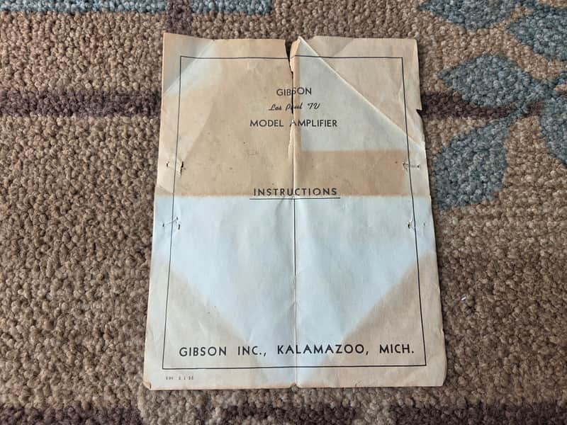Vintage 1950's Gibson Les Paul TV Amplifier Instruction Sheet! Rare, Original Paperwork! image 1