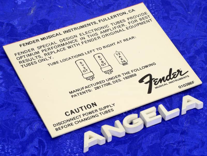 Genuine Fender New Old Stock Tube Chart #13 For Champ Amp 5Y3GT, 6V6GT, 12AX7A. image 1