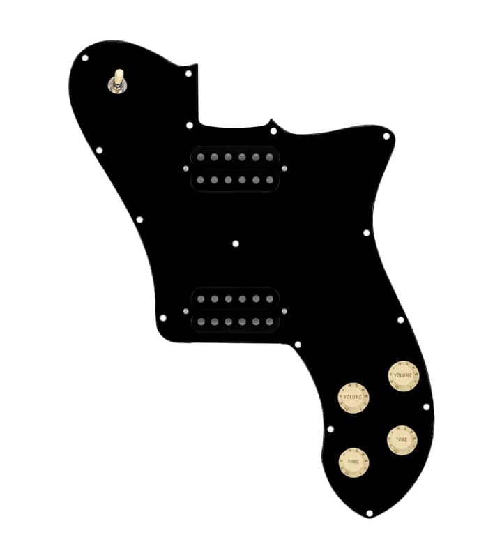 920D Custom 72 Deluxe Tele Loaded Pickguard With Uncovered Smoothie Humbuckers, Aged White Knobs, and Black Pickguard image 1
