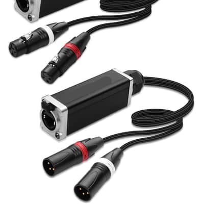 2-Channel Multi Snake 3Pin XLR to Ethercon-Compatible CAT5/CAT6/CAT7 Ethernet Breakout for Live Stage Audio, Lighting & DMX512 (1 Pair: Male&Female) - 2.6FT image 1