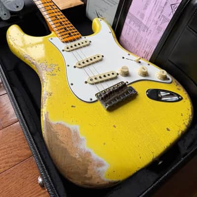 2026 Fender Custom Shop ‘69 Stratocaster SR25 Heavy Relic Matching Reverse Headstock - Aged Canary Yellow image 1