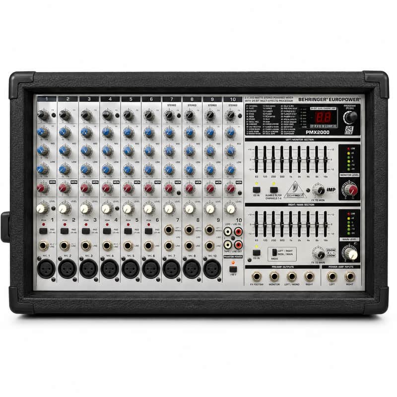 Behringer Europower PMX2000 Powered Mixer (Boxed) – FX Section Fault for Parts or Repair image 1