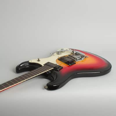 Mosrite Ventures Mark I Solid Body Electric Guitar (1966), ser. #4738, original brown leather covered hard shell case. image 7