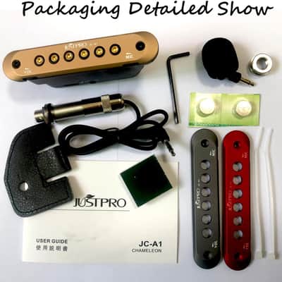 JUSTPRO JC-A1 Acoustic Guitar Dual System Pickup Kit Hum-canceling Soundhole Pickup with Microphone Rechargeable Steel String Magnetic Double Coil Violin Ukulele Pick Up Woody Bass Guitar Humbucker image 2