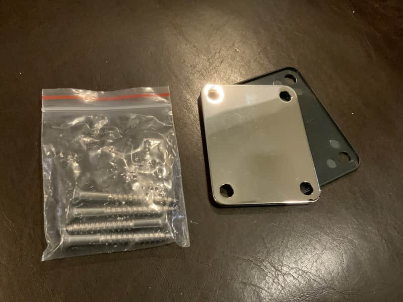 Basic Fender-Style Chrome Neck Plate and Screws image 1