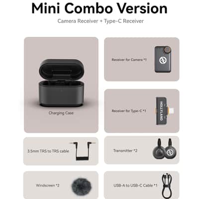 Hollyland LARK M2S Mini Combo 2-Person Wireless Microphone System - Universal Compatibility (2.4 GHz, Space Gray) + Vivitar compact Selfie Video Tripod + 16GB Transcend MicroSD Memory Card with Adapter image 7