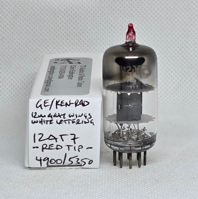 GE / Ken-Rad 12AT7 ***Red Tip*** Gray Plate Well Balanced (8.4%) Single NOS ECC81 image 1