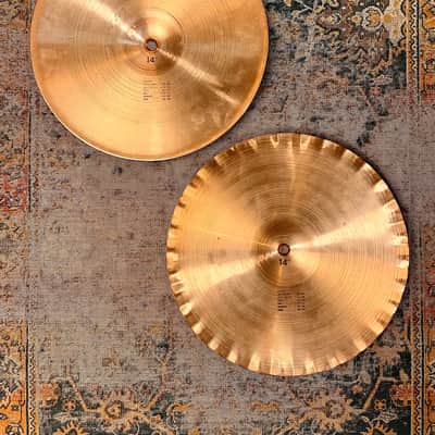 VINTAGE PAISTE 2002 SOUND EDGE Hihats 14” 910 1020 g REAL DEAL 1978 Black Label! CLEAN Don’t Pay $550 image 2