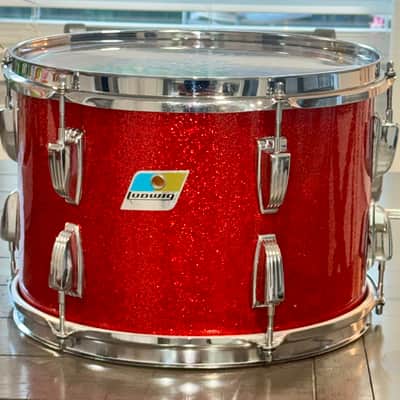 Ludwig No. 980 Super Classic Outfit 9x13 / 16x16 / 14x22" Drum Set (3-Ply) with Pointed Blue/Olive Badges 1969 - 1976 - Red Sparkle image 9