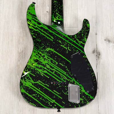 ESP USA Horizon-II Left-Handed Guitar, Ebony Fretboard, EMG 57 / 66 Pickups, Alien Blood Splatter image 7