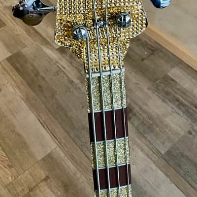 4-String Bass Guitar - Black & Gold Sparkle image 4