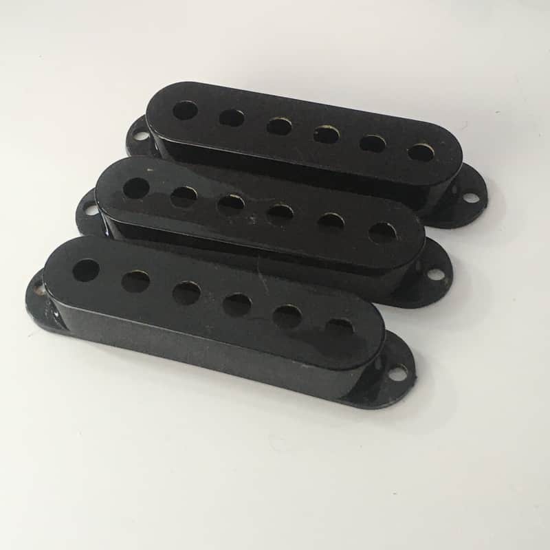 Genuine Fender Relic Black Strat Pickup Covers Stratocaster Electric Guitar 52mm image 1