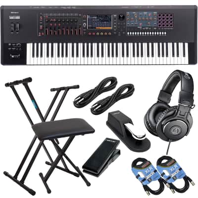 Roland Fantom 7 EX Synthesizer Workstation, Keyboard Stand, Bench, Sustain Pedal, Nektar NX-P, (2) XLR Cables, (2) 1/4 Cables, ATH-M40X Bundle