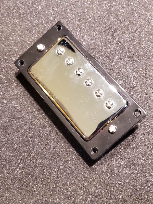 (#P9) Humbucker Pickup, Chrome With Ring, 11" lead wire, 10.50K image 1