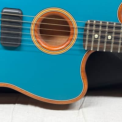 Fender American Acoustasonic Jazzmaster Guitar with Gig Bag 2021 - Ocean Turquoise / Ebony fingerboard image 5